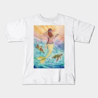 Sunshine sea mermaid by Renee Lavoie Kids T-Shirt